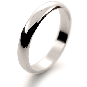 D Shape Light -  3mm (DSSL W) White Gold Wedding Ring